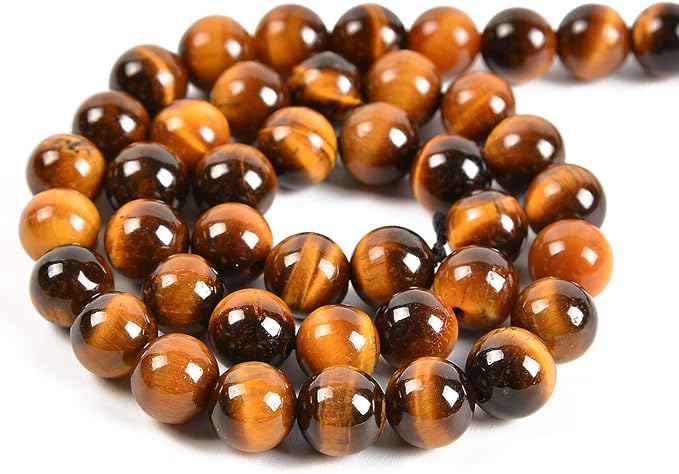 60pcs 6mm Natural Yellow Tiger's Eye Gemstone Round Spacer Loose Stone Beads for Jewelry Making 15.5" 1 Strand (Yellow Tiger's Eye, 6mm 60Beads)