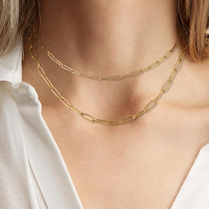 16.4 feet necklace chains for jewelry making, gold plated stainless steel chains bulk for diy necklace bracelet pendant supplies