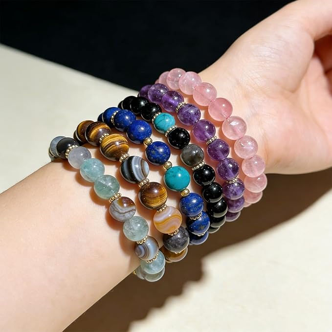 Crystal Round Beads for Jewelry Making - 6mm Glass Craft Beads for Bracelets(58-62pcs, Tourmaline Crystal)