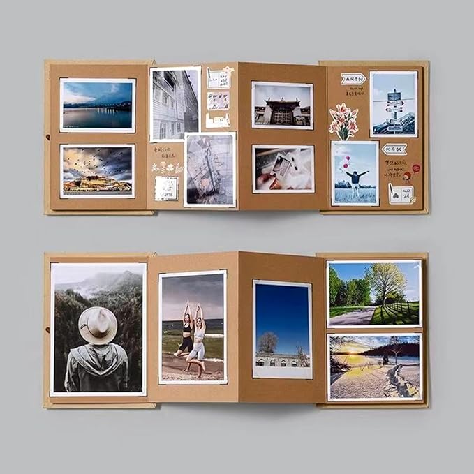 2 Pack Jutieuo Scrapbook Albums 6x8 Inch Small Photo Album with DIY Accessories Set, Stretchable Folding Kraft Paper Memory Book for Wedding Anniversary (Brown)