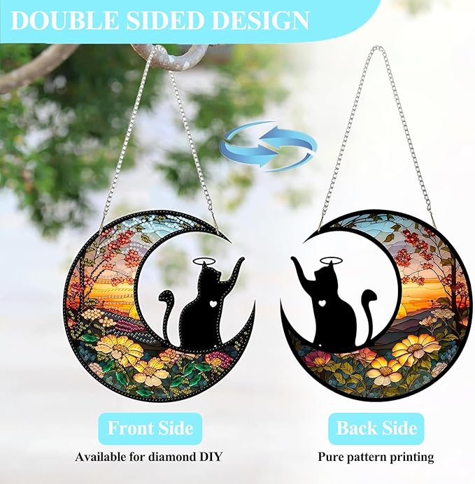 GUMITOON Diamond Art Kits for Adults-Hanging Cat Full Drill Diamond Dots Paintings for Beginners, Round 5D Paint with Diamonds Pictures Gem Art Painting Kits DIY Crafts Kits QCY-105