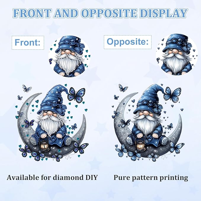 KEYIFA Diamond Painting Desktop Ornament, DIY Gnome Diamond Art for Adults Beginner, Moon Gem Arts Table Decor Special Shaped Rhinestone Crafts Home Desk Decoration Gift, Double Sided