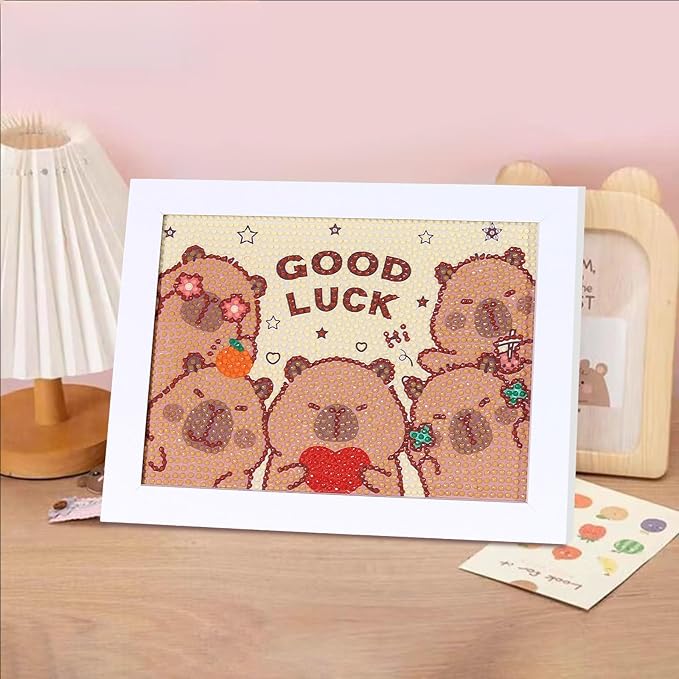 Mangpung Capybara Diamond Art Kits for Beginners, Capybara Diamond DIY Painting Kits, Full Drill Diamond Dots Paintings, Paint with Diamonds Pictures Art Painting DIY Crafts Kit Gift for DIY Lovers