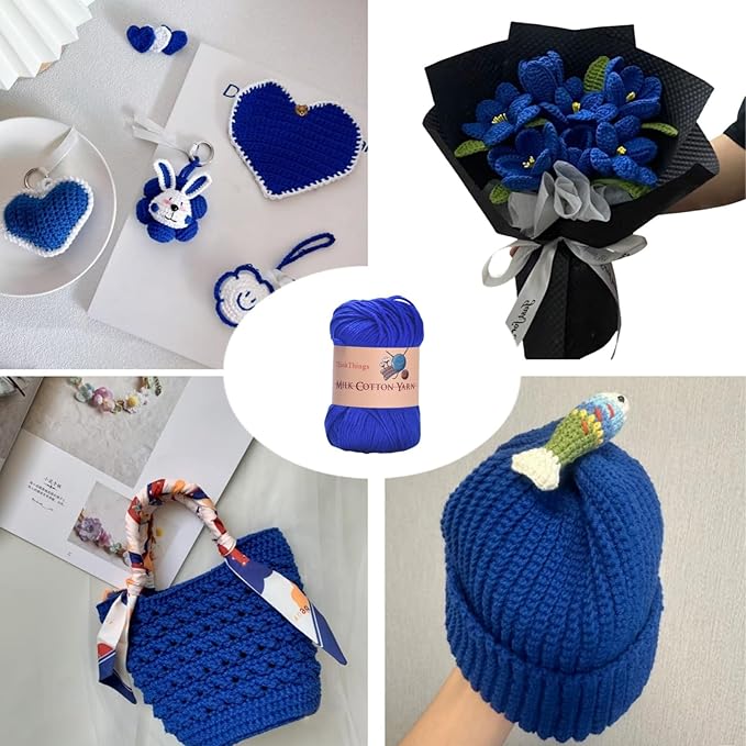 Acrylic Yarn for Crocheting Hand Knitting Crochet Yarn Blue Cotton Yarn Knitting Threads 10Balls Pack 17.6Ounces,Blue Yarn for Crocheting