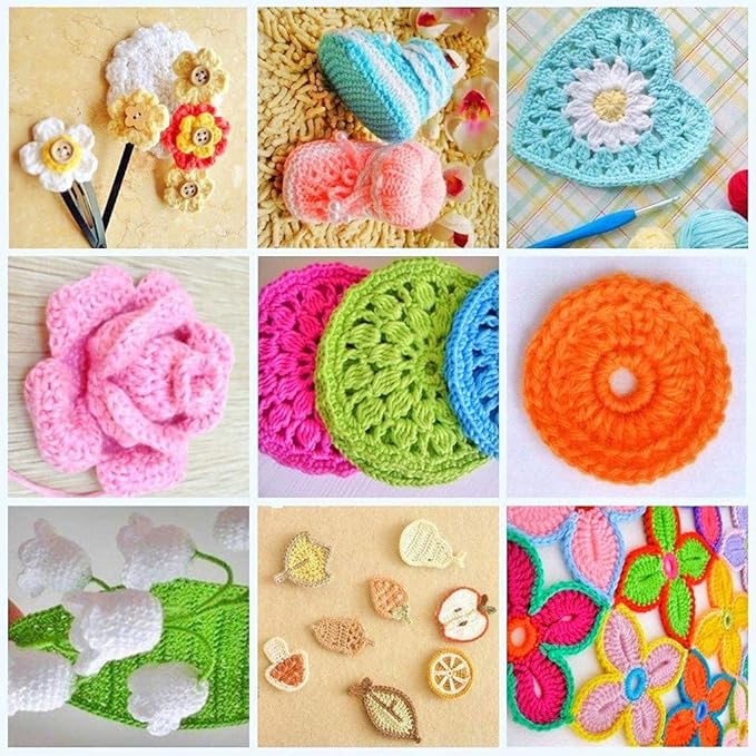 URWOOW 100 Pcs Crochet Hook Set with Yarn Knitting Needles Sewing Tools Full Set Knit Gauge Scissors Stitch Holders Household Tool Kit