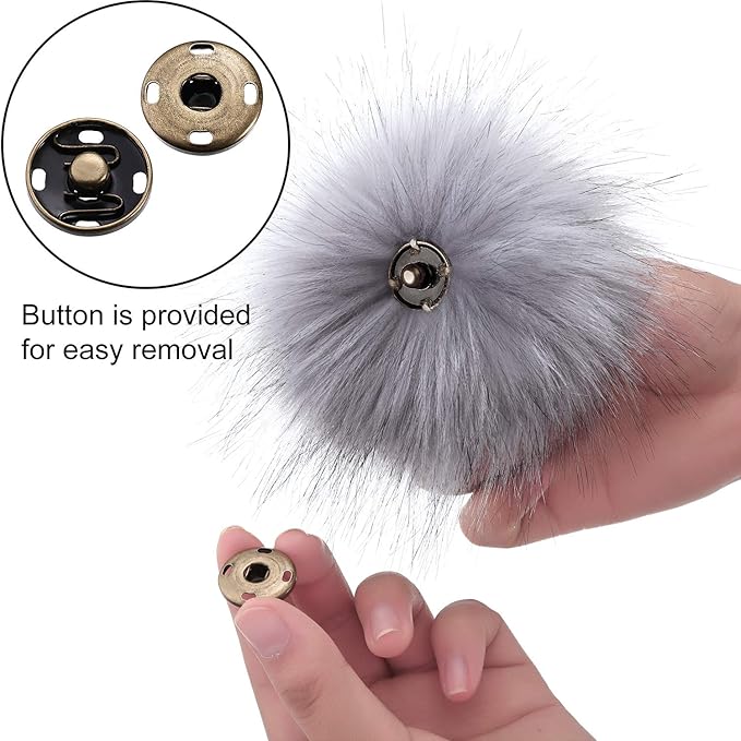 boao 8 pcs faux fur pompoms for hats with removable press button faux fur fluffy pompom balls knit hats clothing accessories for bobble hat knitting shoes scarves bag(8 color)