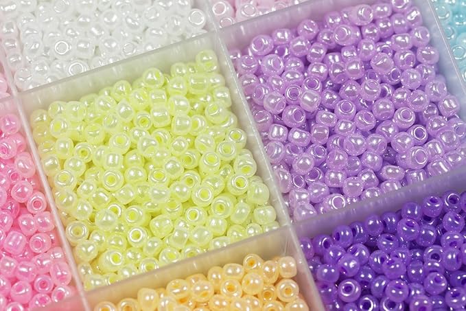 Size 3mm Glass Seed Beads 24 Ceylon Colors Total About 7200pcs,8/0 Seed Beads for Jewelry Making