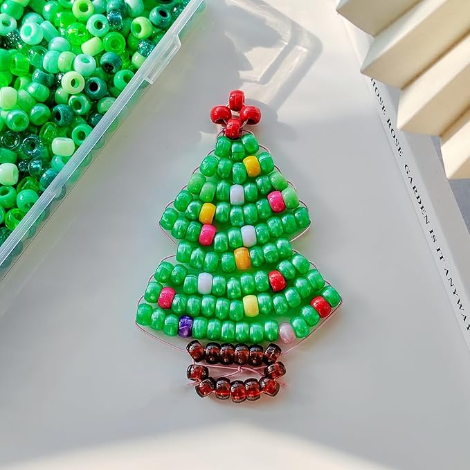 Plastic Pony Beads for Jewelry Making, 1200 Pieces, Multi-Color, 0.35 x 0.22 inch, DIY Craft Beads for Bracelets and Hair Braids (Green)