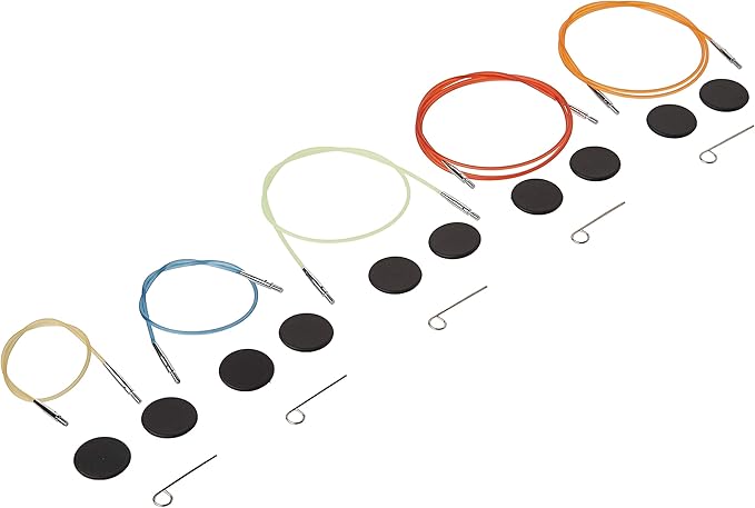 Knitters Pride Interchangeable Color Cord Variety Pack - All 5 Sizes, 16, 20, 24, 32, 40