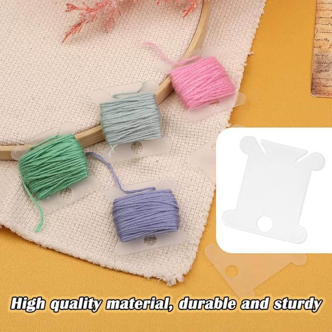 Plastic Floss Bobbins, 150 Transparent Plastic Embroidery Floss Bobbins, Embroidery Floss Organizer for Cross Stitch Thread Craft DIY Sewing Storage, Hard Floss bobbins