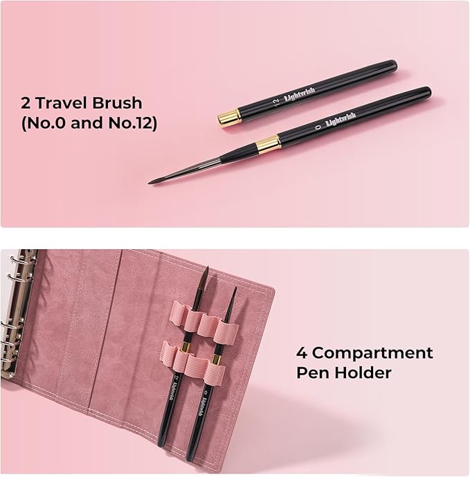 Travel Watercolor Sketchbook Set - 100% Cotton Cold Press 6.7x3.9 Inch Binder Art Journal with 36-Well Ceramic Paint Palette & 2 Travel Watercolor Brushes for Artists Outdoor Painting