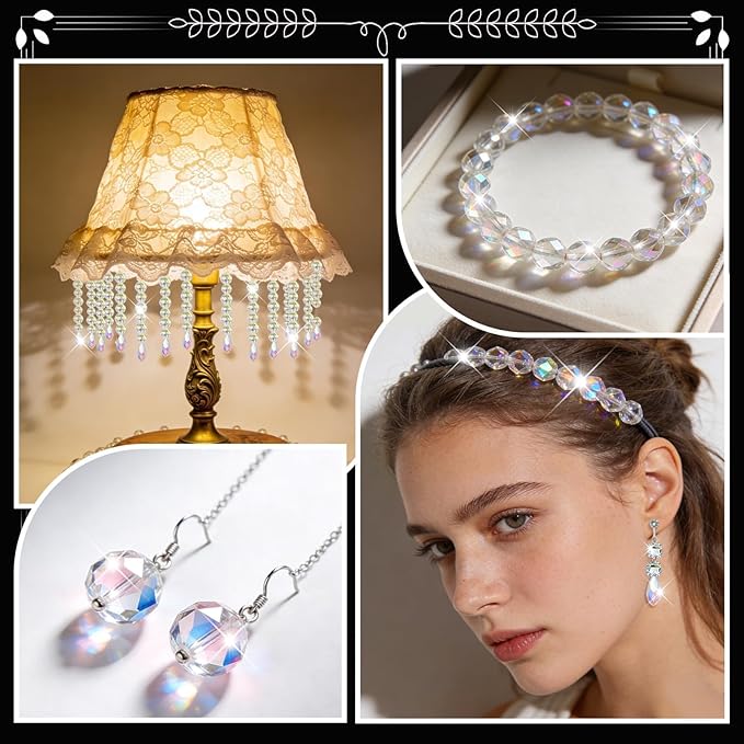 2836 Pcs Glass Beads for Jewelry Making – High Shine, Faceted Cut Design Crystal Beads, DIY Bracelet Necklace Earring Craft Kit with Organizer Box for Valentine's Day Birthday Gifts, AB Color