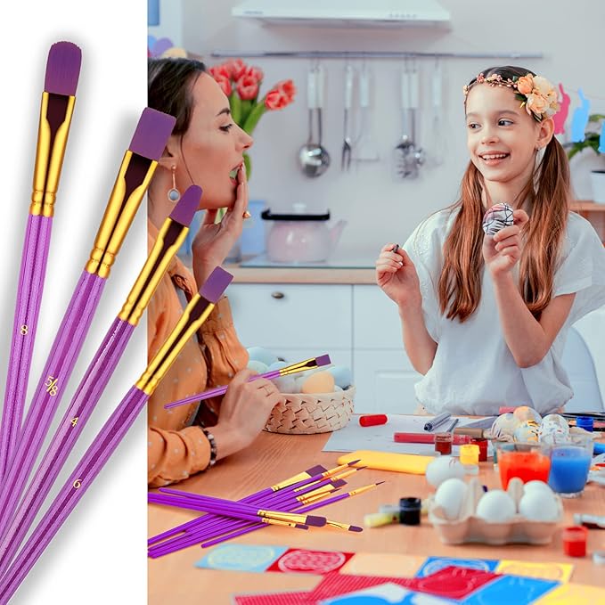 Paint Brushes Set, 30 Pcs Paint Brushes for Acrylic Painting, Watercolor Acrylic Oil Paint Brush, Artist Paintbrushes for Body Face Rock Canvas, Adult Drawing Arts Crafts Supplies, Purple