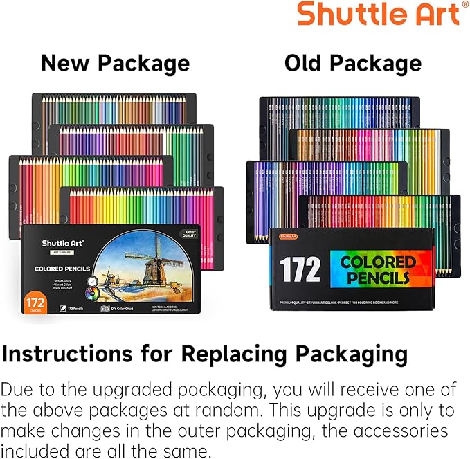 Shuttle Art 172 Colored Pencils for Adult Coloring Books, Soft Core Color Pencil Set for Artist Drawing Sketching Crafting