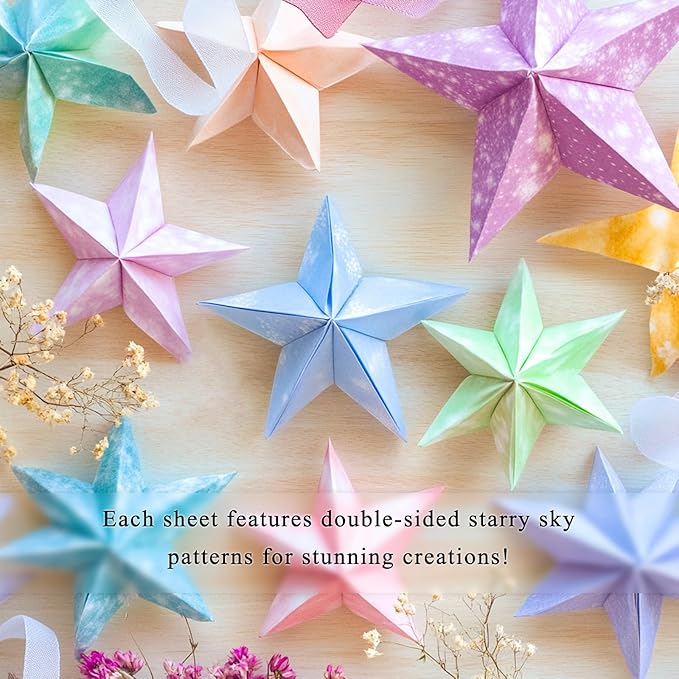 200 Sheets Origami Paper, Fantasy Starry Sky Origami Paper Double Sided,10 Designs Origami Kit Squares for Scrapbook Decor, Folding Crafts Kids DIY School Arts Crafts Projects(3.74*3.74in)