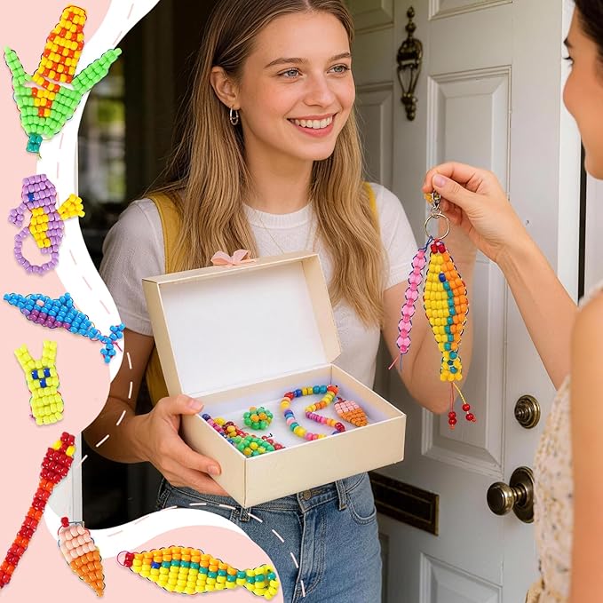 2880Pcs Pony Beads for Jewelry Making, 24 Color Plastic Pony Beads Bulk, 6×9mm Friendship Bead Bracelet Kit for Hair Braiding, Keychains, Necklaces, DIY Crafts Gifts