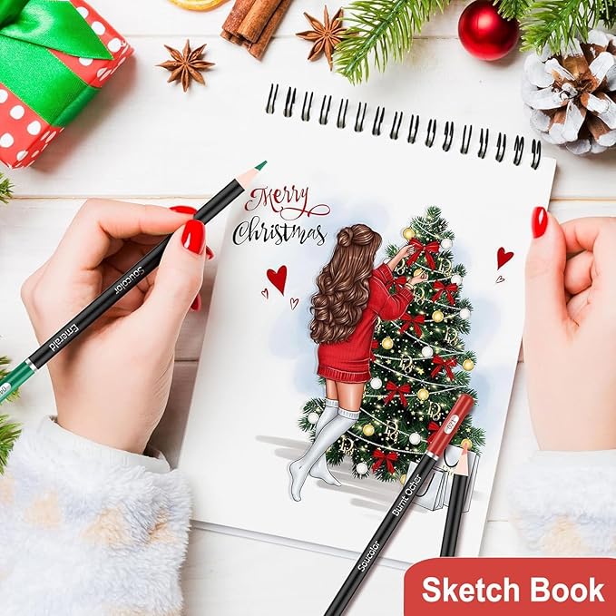 soucolor 9" x 12" sketch book, 1-pack 100 sheets spiral bound art sketchbook, acid free (68lb/100gsm) artist drawing book paper painting sketching pad, college essentials