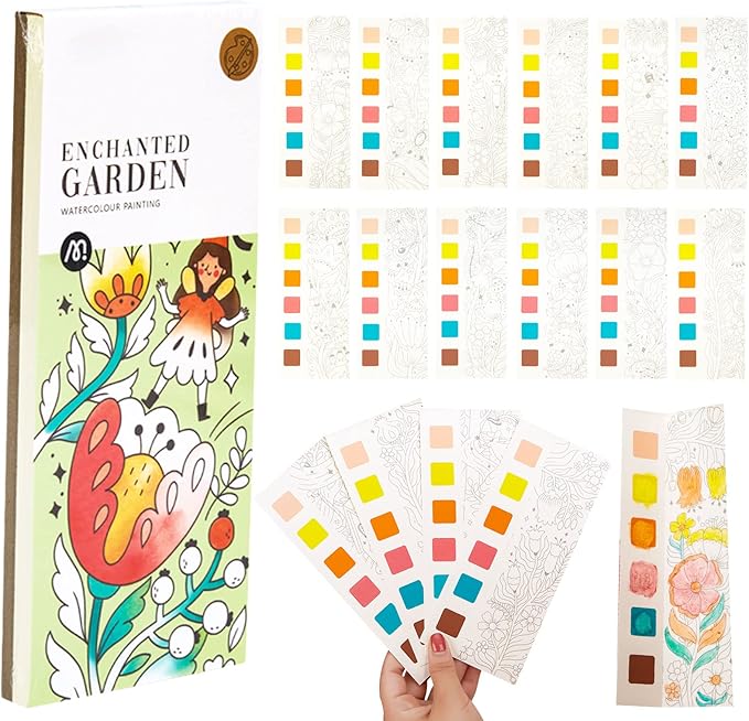Pocket Watercolor Book Set, Watercolor Painting Book,Watercolor Bookmarks for Kids, Beginning, Students Painters Christmas Gifts (1PCS-A)