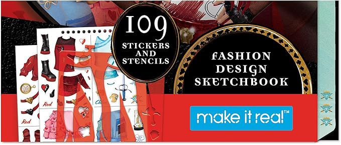 Make It Real: Descendants 4 Rise of Red Fashion Design Sketchbook - Includes 109 Stickers & Stencils, Style Models, Disney, Girls & Kids Ages 8+