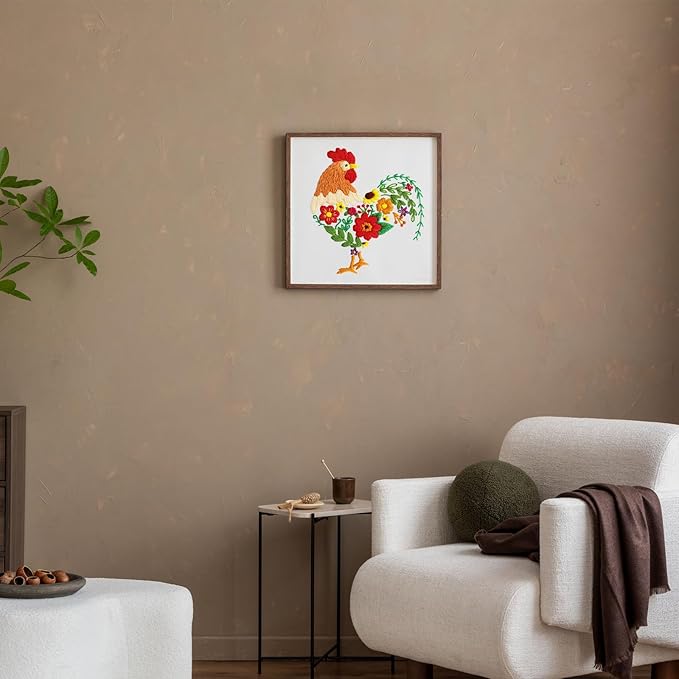 louise maelys funny animal embroidery kits for beginners,cross stitch kit for adults,diy needlepoint with rooster and flower pattern