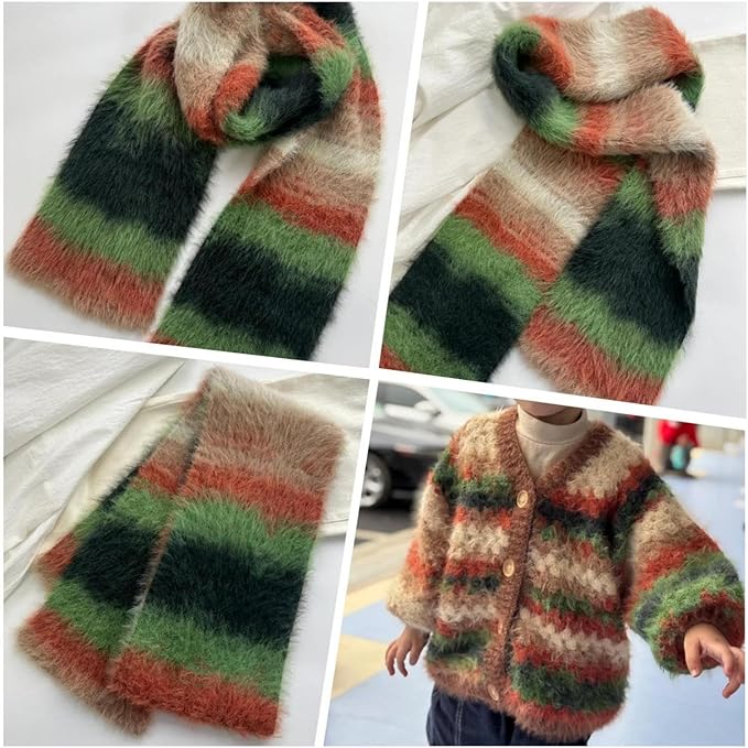 Snowbaby Wool Acrylic Blend Long Pile Yarn,(Worsted) Warm and Luxurious Fuzzy Yarn for Knitting and Crocheting DIY Hats Scarves Sweaters, 2 * 3.52oz/100g 207yds(62-Acorn Forest)