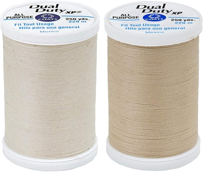 Coats Natural & Buff Bundle - Dual Duty XP General Purpose Thread 250 Yards Each