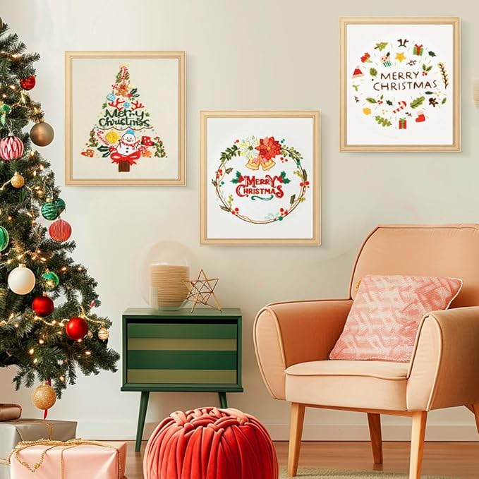 christmas embroidery kits: 3 pack cross stitch kit for beginners adults, diy ornaments craft kit with all tools & instructions, stamped hand embroidery starter kit for holiday crafts & xmas home decor