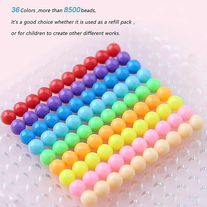 kacaga 8500 beads non-iron magic fuse beads kit 5mm 36 colors no heat bead creative refill set diy toys for kids