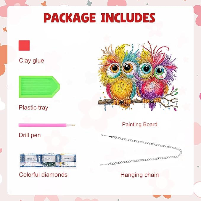 MAXBYE Hanging Diamond Art Kits for Adults Bird, Special Crystal Double Sided Pendant DIY Diamond Art Painting Kits for Beginners Gift Wall Home Decoration