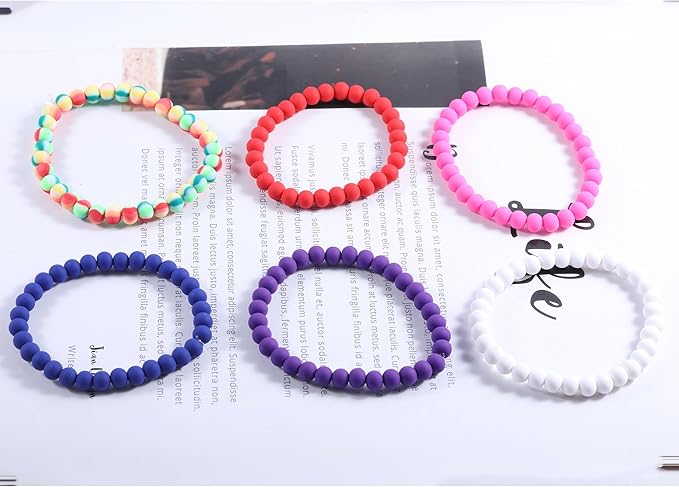 250Pcs Orange Clay Beads for Bracelets Making, 6mm Round Beads for DIY Necklace Earring Making Kit