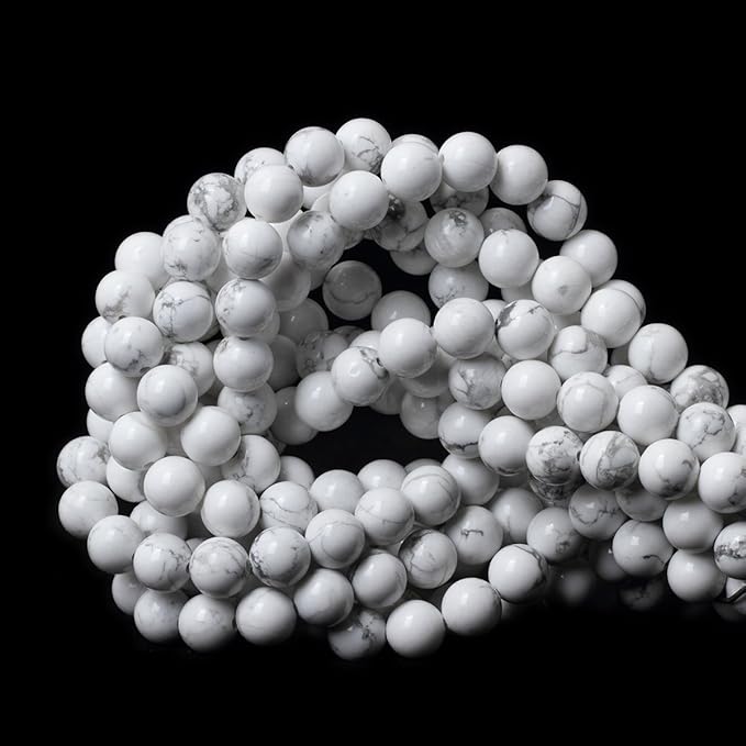 cheavian 8mm 45pcs natural white howlite gemstone round loose stone beads for jewelry making diy crafts design 1 strand 15"
