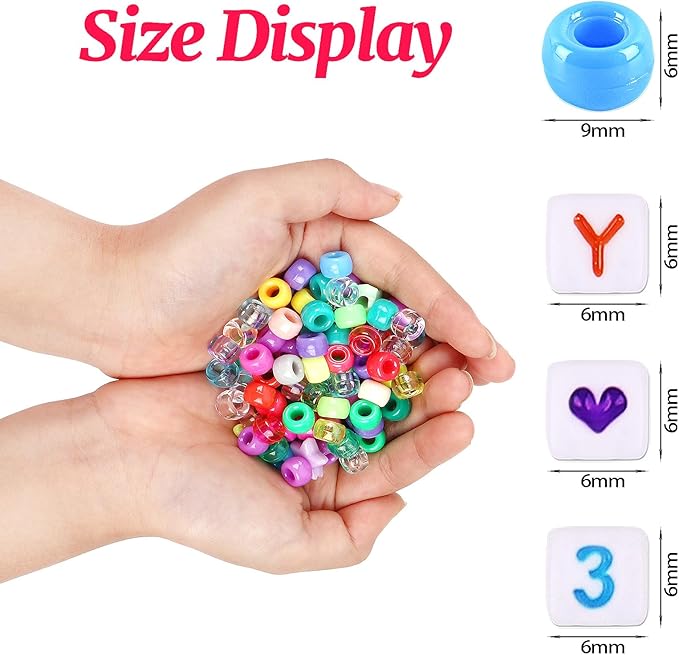 Pubiseed 2303pcs 48 Colors Pony Beads for Bracelet Making Kit, 1500pcs Kandi Bead and 700pcs A-Z Square Letter for Friendship Bracelet Kit, 200 pcs Plastic Bead for Adults Jewelry Making Crafts