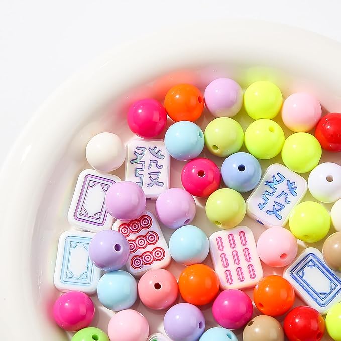 16mm Acrylic Color Beads Chunk Bubblegum Beads Beads for Pens,Mahjong Beads,Jumbo Plastic Beads for Necklace Jewelry Bracelets DIY Crafts Making (Color)