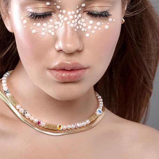Ceramic Beads, 100 Pcs Round Porcelain Beads 8 mm Multicolor Flower Printed Spacer Beads Handmade Porcelain Craft Beading Kit for Jewelry Making Supplies DIY Crafts Bracelets Necklace