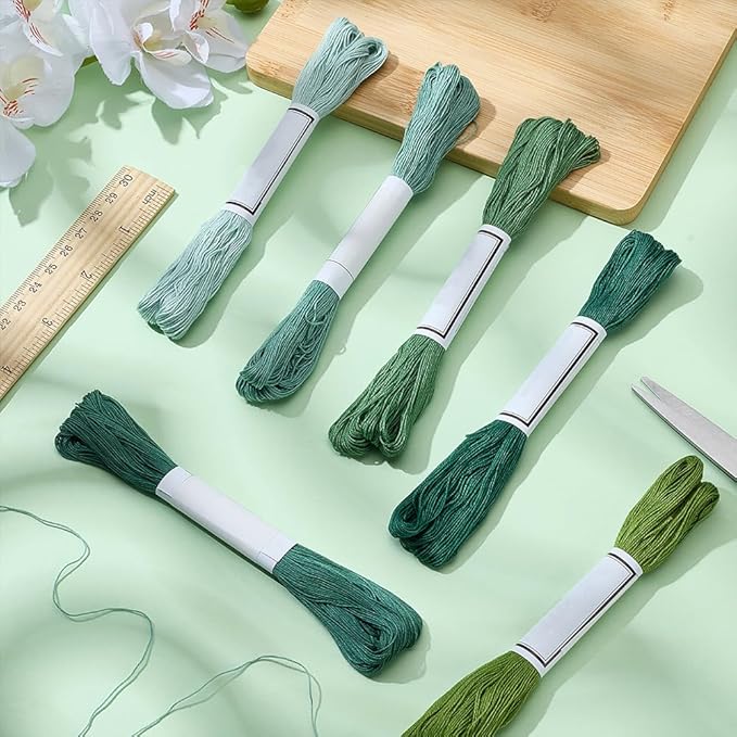 FREEBLOSS 6Pcs Sashiko Thread Sashiko Skein 55 Yards*6 Colors Green Cotton Embroidery Thread Japanese Quilting & Embroidery Sashiko Kit Supplies