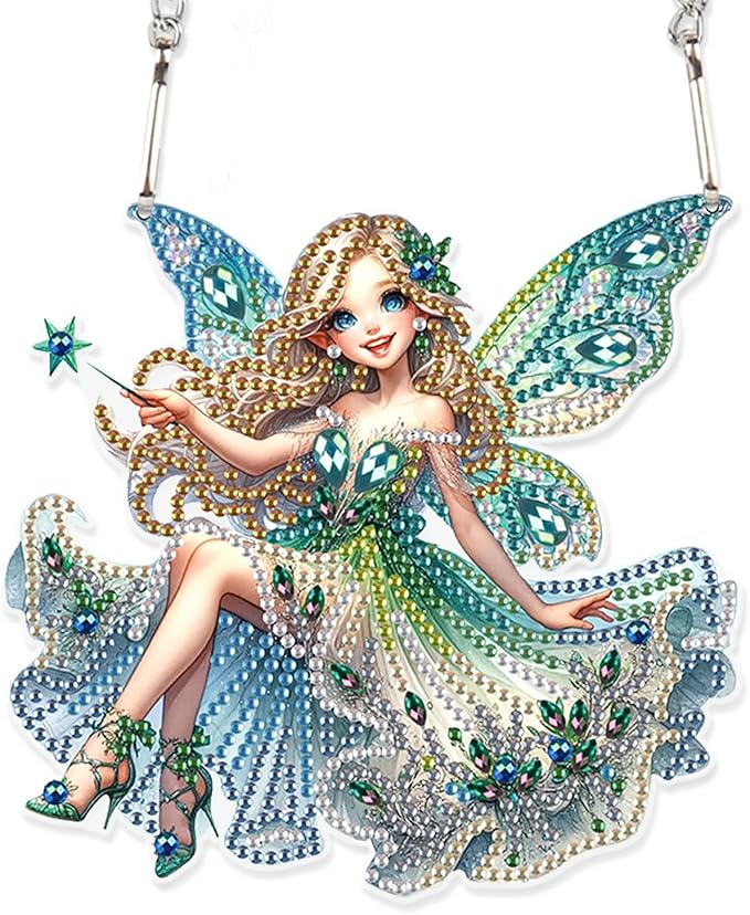 Tontut 5D DIY Diamond Art Painting Pendant Kit, Magic Angel Special-Shaped Hanging Crystal Window Pendant kit, Adult Gift Home Curtains, Yard Entrance Decoration