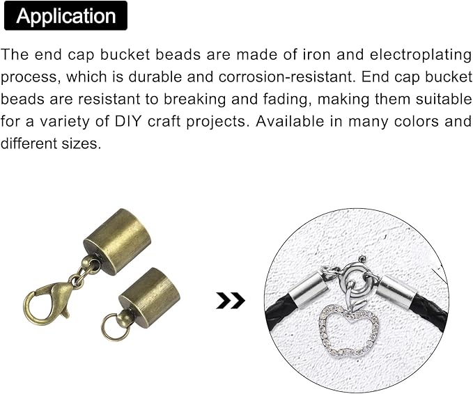 MECCANIXITY Fold Over Cord End Caps Bronze 8mm OD with Crimp Covers Lobster Claw Clasps DIY Jewelry Making for Bracelets and Necklaces Crafting 20 Pcs