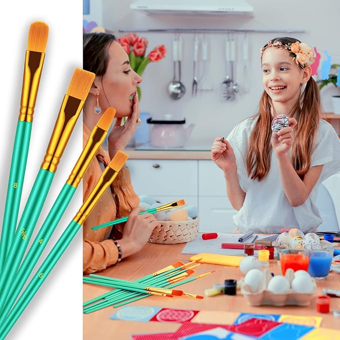 Paint Brushes Set, 60 Pcs Paint Brushes for Acrylic Painting, Oil Watercolor Acrylic Paint Brush, Artist Paintbrushes for Body Face Rock Canvas, Adult Drawing Arts Crafts Supplies, Green