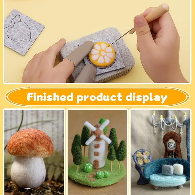 SOCNITC 20 Colors Needle Felting Kits for Beginners, Needle Supplies Kits with Tools,Wool Roving Set, Needle Felting Tools Kit with Needles, Felting Pad for DIY Handcrafts Decoration