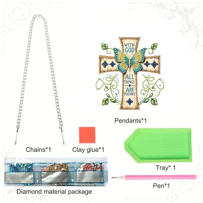 RYMILIE Diamond Art Hanging Kits for Adults, Cross Special Shaped Diamond Painting,Double Sided 5D DIY Acrylic Diamond Art Painting Window Pendants Home Garden Wall Hanging Kits Butterfly Ornament.