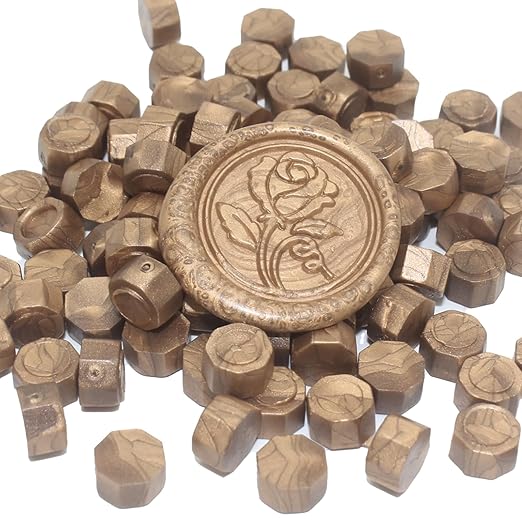600pcs bronze wax seal beads, andotopee premium sealing wax beads for stamp seals, octagon wax pellets refill pack for wax seal kit, wedding invitation decor, letter envelope seal, diy crafts