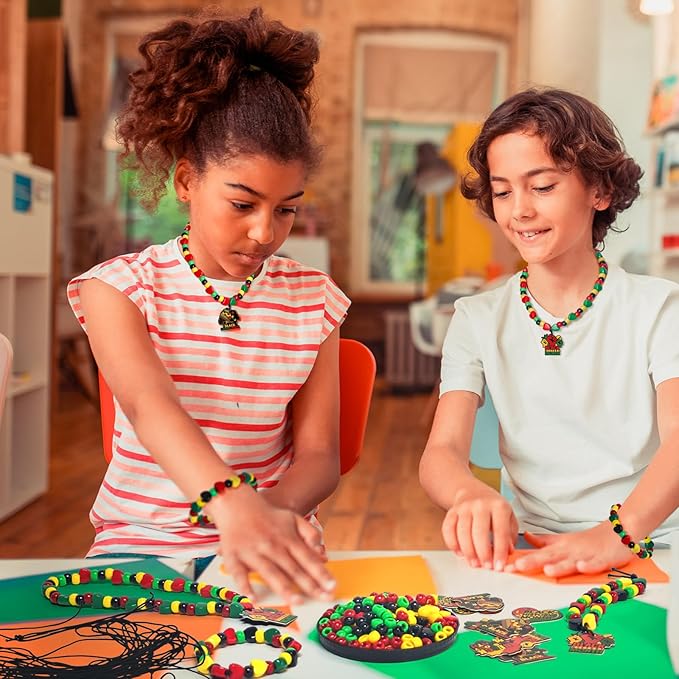 Cinrobiye 24 Sets Black History Month Beads Craft Kits African American Party Favor DIY Creative BHM Decorations for Home School Classroom Fun Rewards Favor Supplies Adults Teens Jewelry
