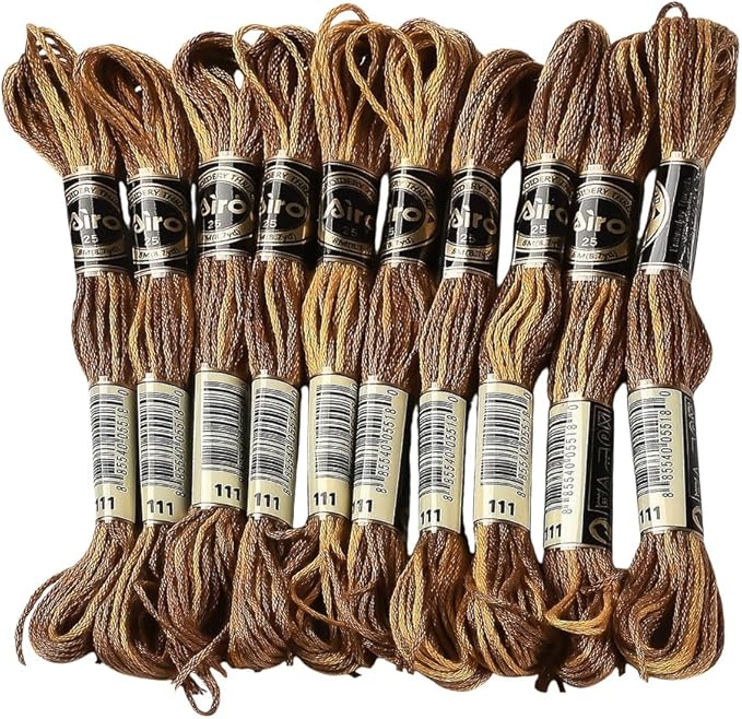 10 Skeins 6 Strands Brown Embroidery Floss Variegated Cross Stitch Thread Polyester Gradient Friendship Bracelet String Yarn Threads Bulk for Hand Sewing Jewelry Craft Crochet Cloth Bracelet