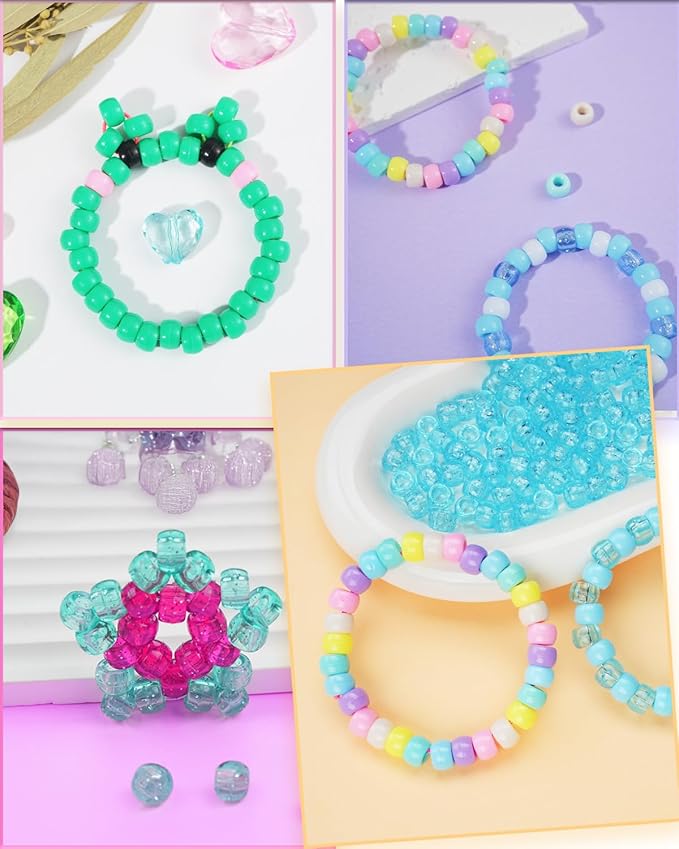 BestNow Pony Beads 2600+pcs 50+ Colors Plastic Beads for Kandi Bracelets Making Hair for Braids Colored for DIY Craft Jewelry Bracelets Making Hair Braiding Keychains