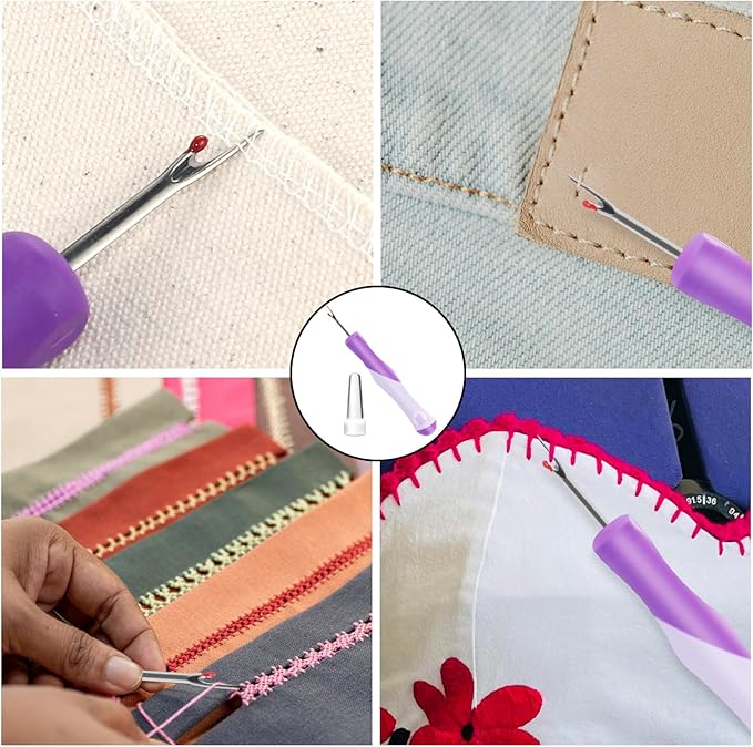 2 PCS Seam Rippers, Rippers for Sewing and Thread,Remover Stitch Tool for Hand Sewing, Knitting, Cross Stitching, Embroidery and Thread Removal(Purple + Green)