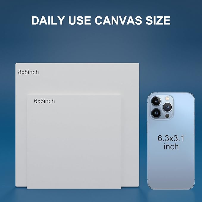 Artkey Canvas Panels 6x6 Inch 12-Pack, 10 oz Primed 100% Cotton White Blank Canvases for Painting, Square Flat Canvas Board for Oil Acrylics Watercolor & Tempera Paints