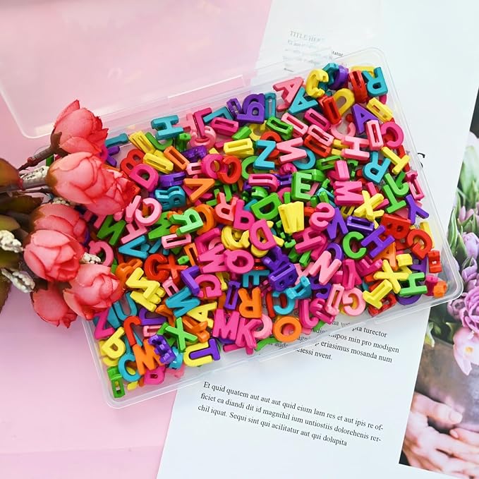 400pcs Colorful Letter Beads, Big Hole,A-Z Resin Pendants,3D Loose Beads for Jewelry Making,Key Chains,Crafts