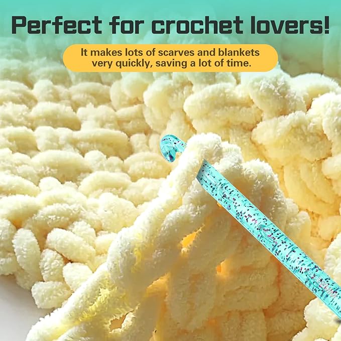 12 mm Large Crochet Hooks, Ergonomic Handle for Arthritic Hands, Professional Huge Crochet Needles, Colorful Transparent Crochet Hook for Beginners and Crocheting Yarn(12 mm)