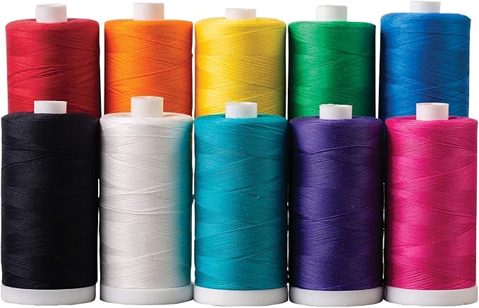 connecting threads 100% cotton thread sets - 1200 yard spools (set of 10 - crayon box)