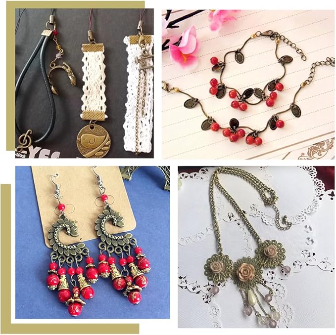 PH PandaHall About 870 Pcs Jewelry Finding Kits with Lobster Claw Clasps, Jump Ring, Ribbon Clamp End, Earring Hook, Flower Bead Cap, Cord End, Eye Pin, Head Pin, Extender Chain, Tip Knot, Drop End